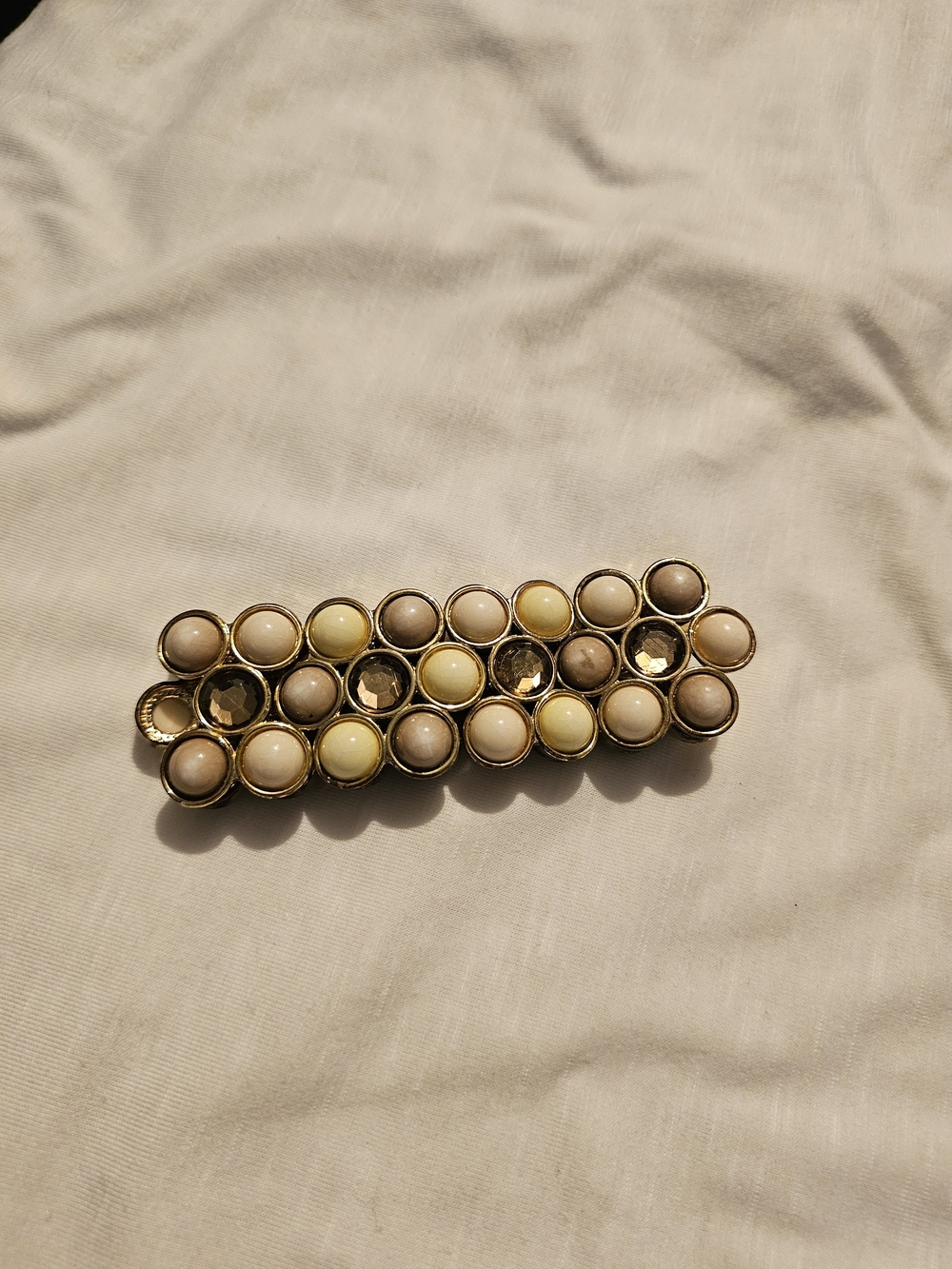 Gold-Tone Bracelet with Cream, Pale Yellow and Beige Cabochons